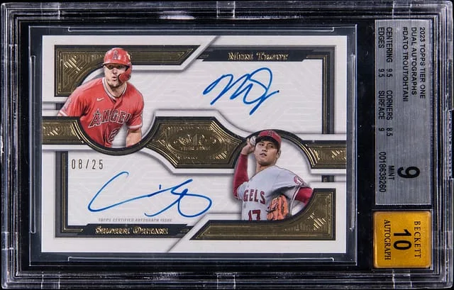 2023 Topps Mike Trout/Shohei Ohtani Tier One Dual Autographs #DA-TO card image