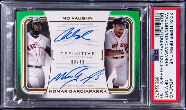 2023 Topps Mo Vaughn/Nomar Garciaparra Definitive Dual Autograph Collection Green #DACVG card image