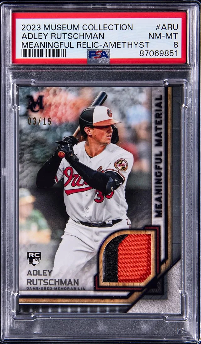 2023 Topps Museum Collection Adley Rutschman Meaningful Relic Amethyst #ARU card image