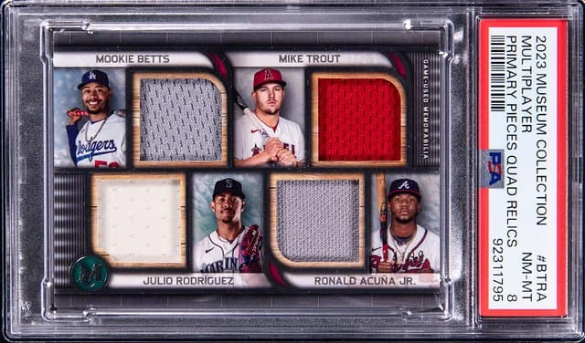 2023 Topps Museum Collection Betts/Trout/Rodriguez/Acuna Jr. Primary Pieces Quad Relics #FPQR-BTRA card image