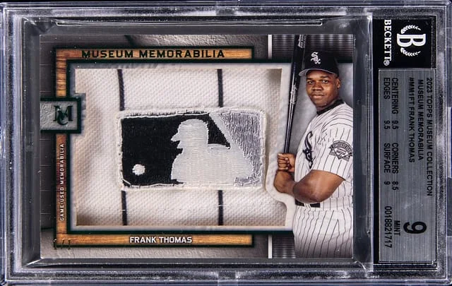 2023 Topps Museum Collection Frank Thomas Game-Used Museum Memorabilia MLB Silhouetted Batter Logo Patch #MMI-FT card image