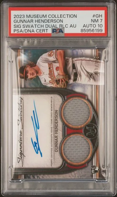 2023 Topps Museum Collection Gunnar Henderson Single-Player Signature Swatches Dual Relic Autographs #GH card image