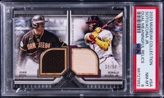 2023 Topps Museum Collection Juan Soto/Ronald Acuna Jr. Dual Meaningful Relics #SA card image