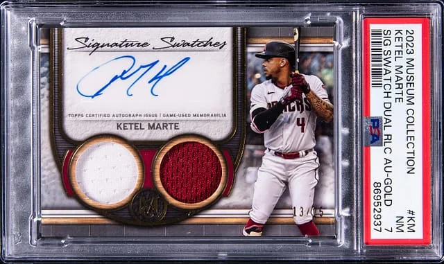 2023 Topps Museum Collection Ketel Marte Signature Swatch Dual Relic Autograph Gold #KM card image