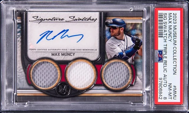2023 Topps Museum Collection Max Muncy Signature Swatches Triple Relic Autograph #SWTRA-MMU card image