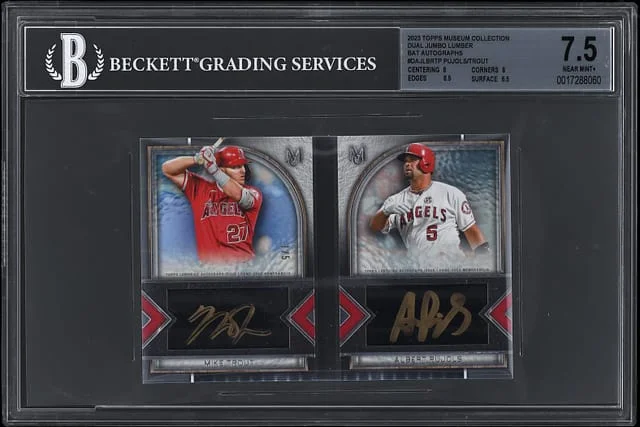 2023 Topps Museum Collection Mike Trout/Albert Pujols Dual Jumbo Lumber Bat Autographs #DAJLBR-TP card image