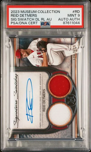 2023 Topps Museum Collection Reid Detmers Single-Player Signature Swatches Dual Relic Autographs #RD card image