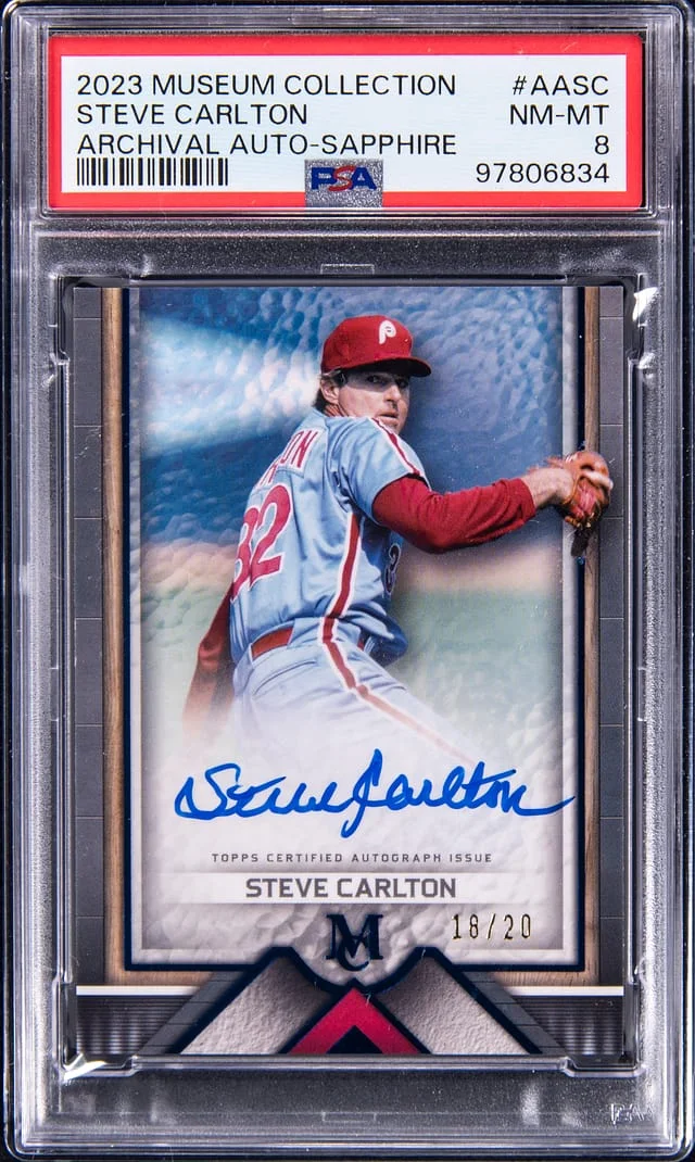 2023 Topps Museum Collection Steve Carlton Archival Autographs Sapphire #AA-SC card image