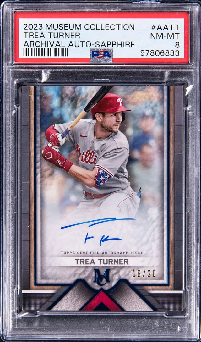 2023 Topps Museum Collection Trea Turner Archival Autographs Sapphire #AA-TT card image