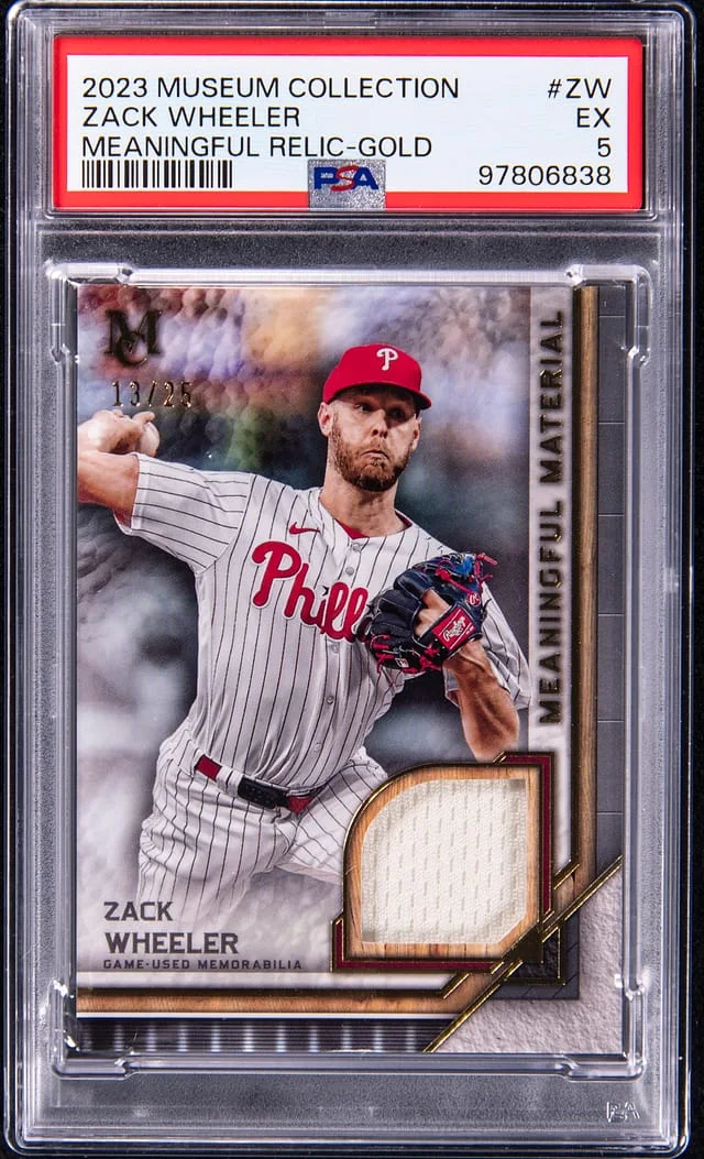 2023 Topps Museum Collection Zack Wheeler Meaningful Material Relic Gold #MMR-ZW card image