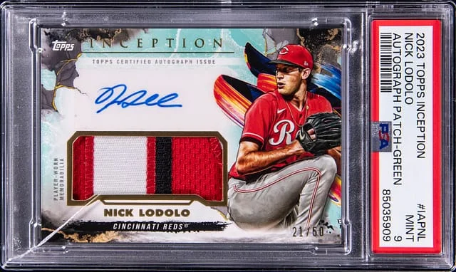 2023 Topps Nick Lodolo Inception Autograph Patch Green #IAP-NL card image