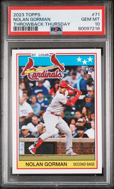 2023 Topps Nolan Gorman Throwback Thursday #71 card image