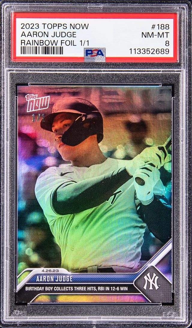2023 Topps Now Aaron Judge Rainbow Foil #188 card image