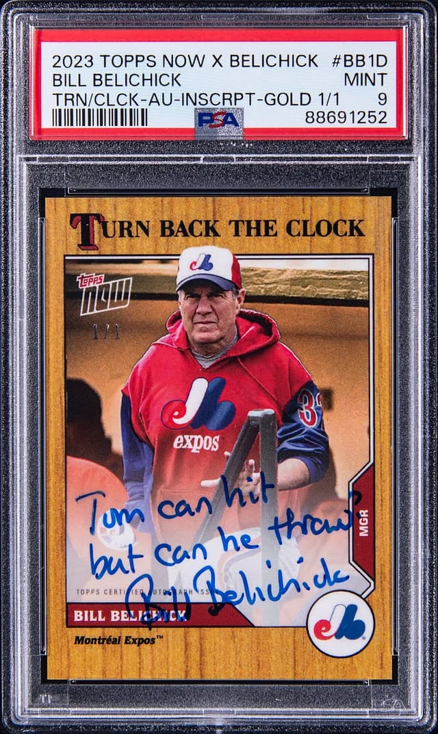 2023 Topps Now Bill Belichick X Belichick Turn Back the Clock Autograph Inscription Gold #BB1D card image