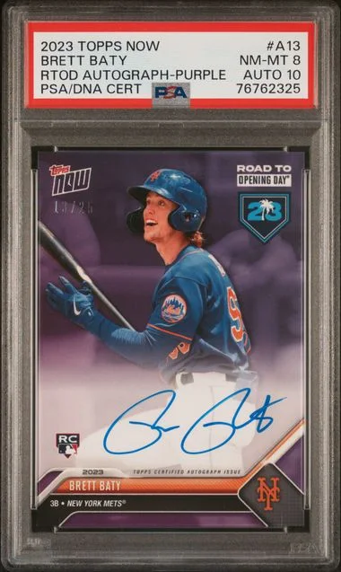2023 Topps Now Brett Baty Road To Opening Day Autographs Purple #A13 card image