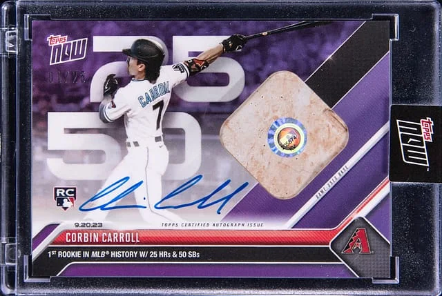 2023 Topps Now Corbin Carroll Autograph Base Relic Purple #898D card image