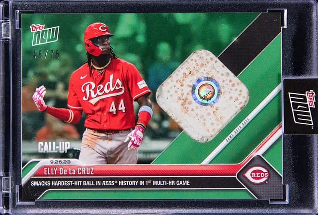 2023 Topps Now Elly De La Cruz Relic - Topps Encased Call-Up Base Relic Green #921B card image