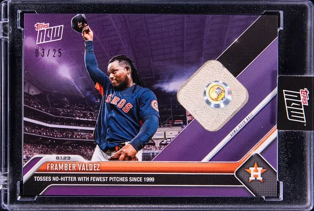 2023 Topps Now Framber Valdez Baseball Relics Purple #641A card image