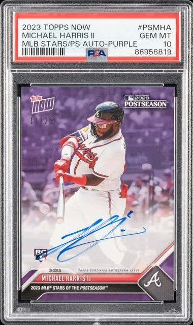 2023 Topps Now Michael Harris II MLB Stars Of The Postseason Autographs Purple #PS-MHA card image