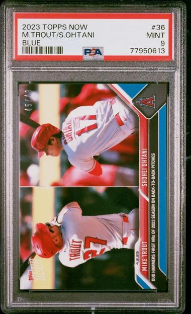 2023 Topps Now Mike Trout/Shohei Ohtani Blue #36 card image