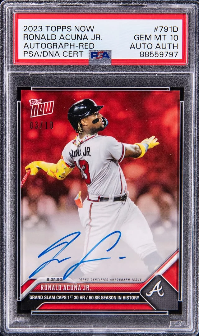 2023 Topps Now Ronald Acuna Jr. Autograph-Red #791D card image