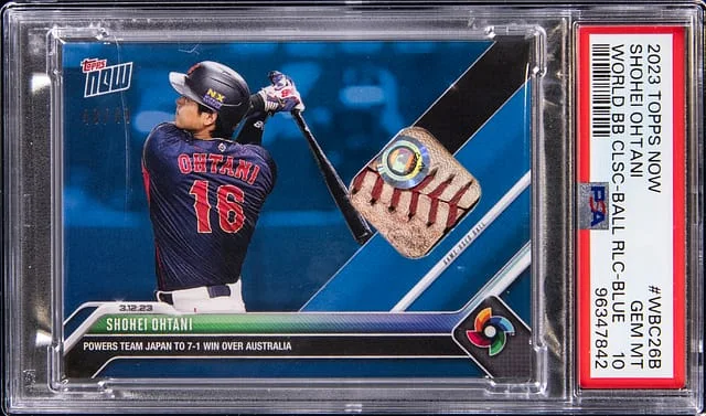 2023 Topps Now Shohei Ohtani Game-Used World Baseball Classic Ball Relic Blue #WBC-26B card image