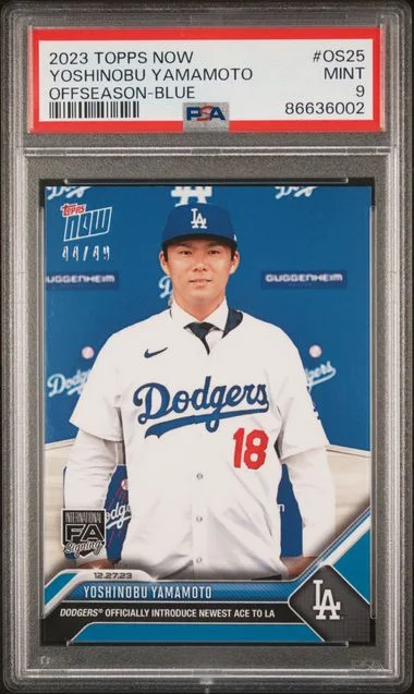 2023 Topps Now Yoshinobu Yamamoto Offseason Blue #OS25 card image
