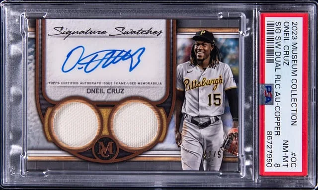 2023 Topps Oneil Cruz Muesum Collection Signature Swatches Dual Relic Autograph Copper #OC card image