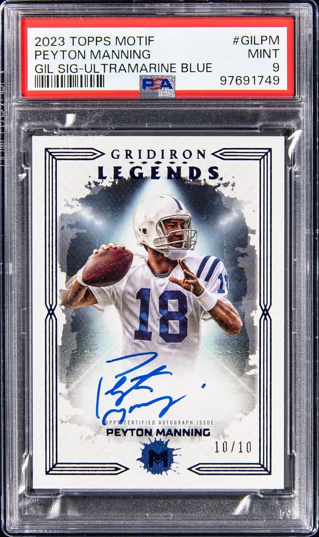 2023 Topps Peyton Manning Motif Gridiron Legends Signatures Ultramarine Blue #GIL-PM card image