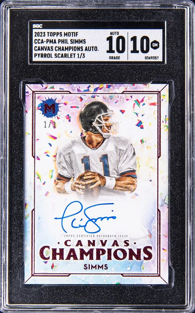 2023 Topps Phil Simms Motif Canvas Champions Autograph Pyrrol Scarlet #CCA-PMA card image