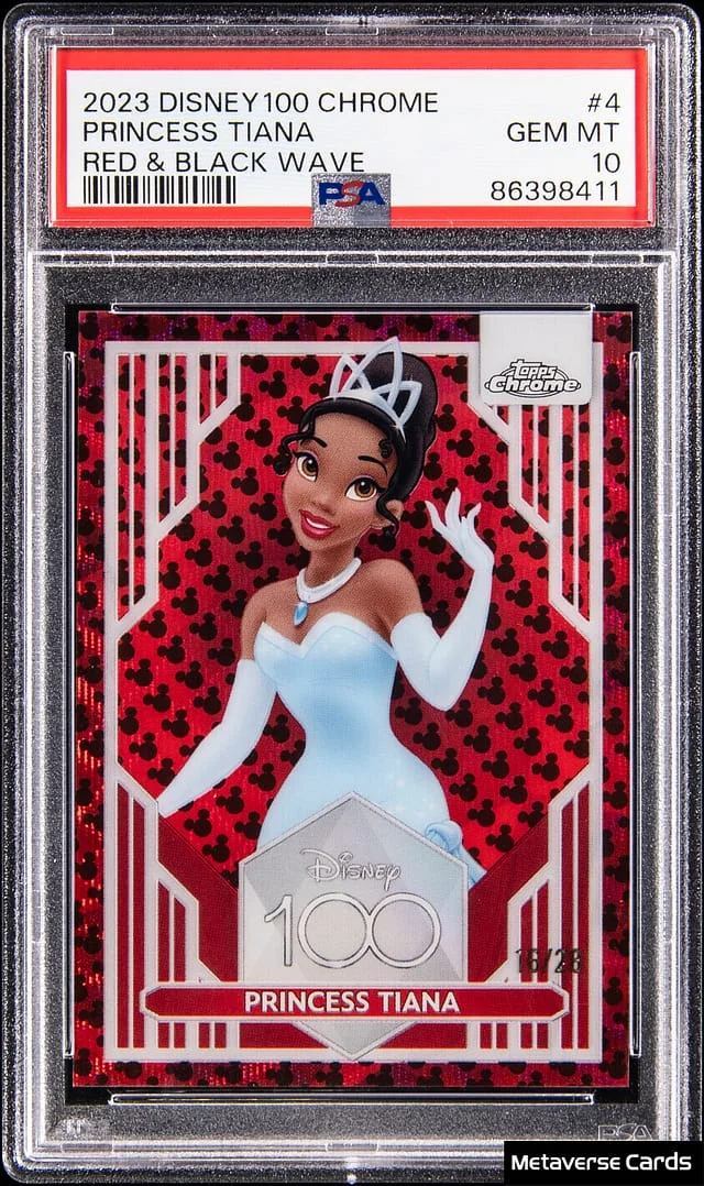 2023 Topps Princess Tiana Disney 100 Chrome Red & Black Wave Refractor #4 card image