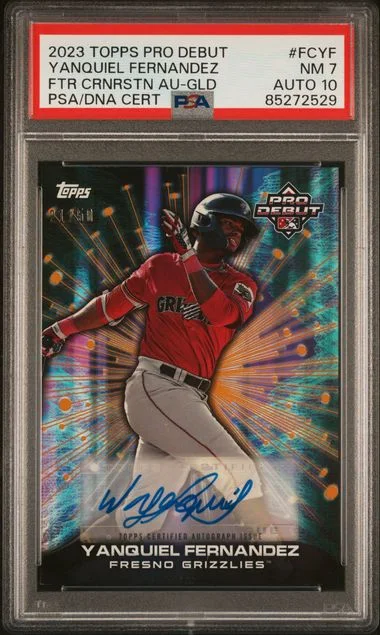 2023 Topps Pro Debut Yanquiel Fernandez Future Cornerstones Autograph Gold #FC-YF card image