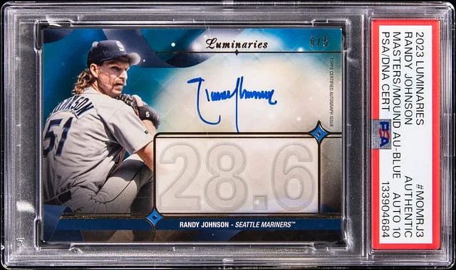 2023 Topps Randy Johnson Luminaries Masters of the Mound Autograph Blue #MOM-RJ3 card image