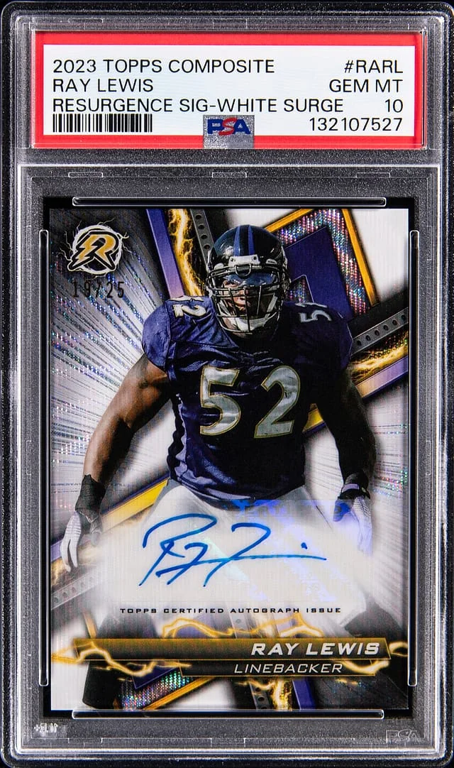 2023 Topps Ray Lewis Composite Resurgence Signatures White Surge #RA-RL card image