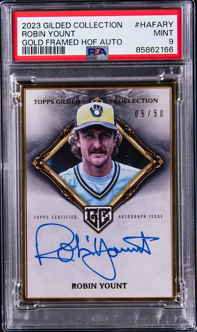 2023 Topps Robin Yount Gilded Collection Gold Framed Hall of Fame Autograph #HAFARY card image