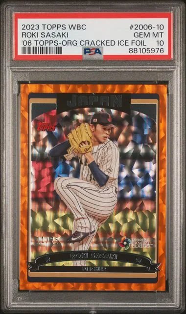 2023 Topps Roki Sasaki World Baseball Classic 2006 Topps Orange Cracked Ice Foil #2006-10 card image