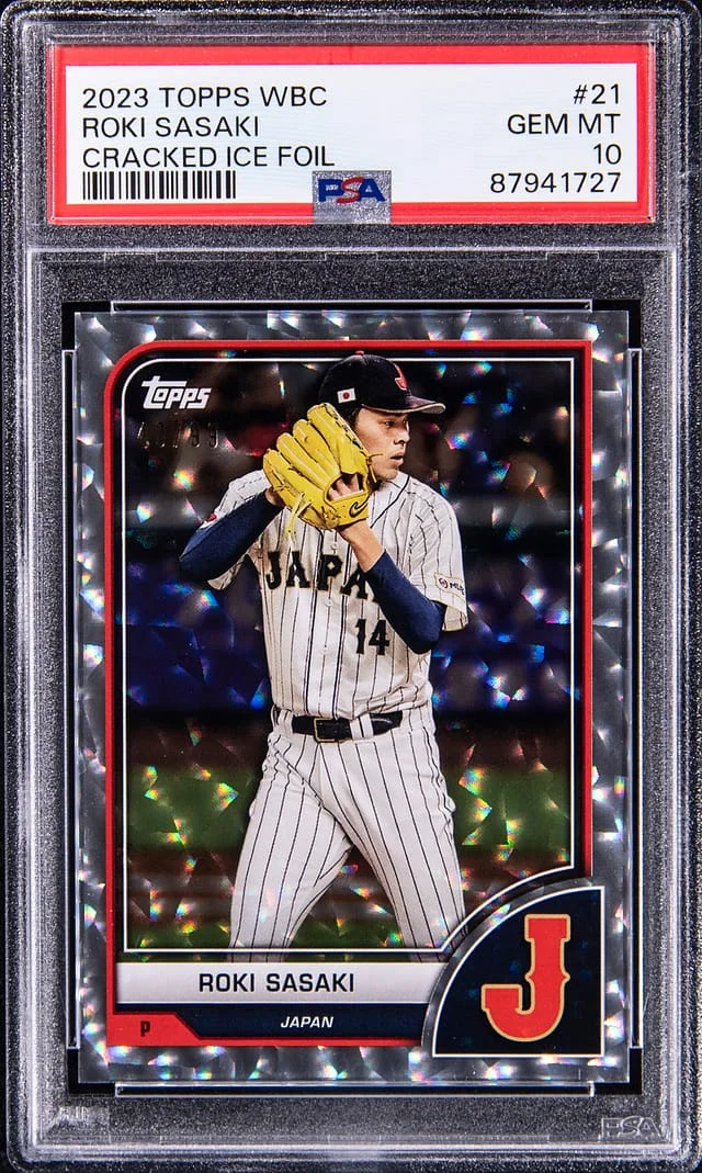 2023 Topps Roki Sasaki WBC Cracked Ice Foil #21 card image