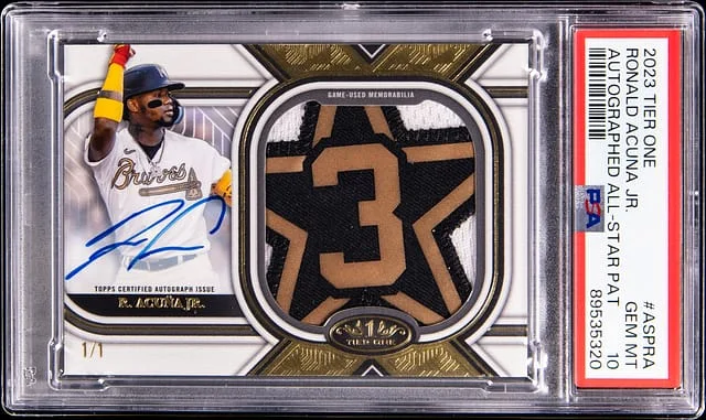 2023 Topps Ronald Acuna Jr. Tier One Autographed All-Star Patch #ASP-RA card image