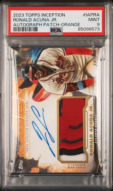 2023 Topps Ronald Acuna Jr. Inception Inception Autograph Patch Orange #IAP-RA card image
