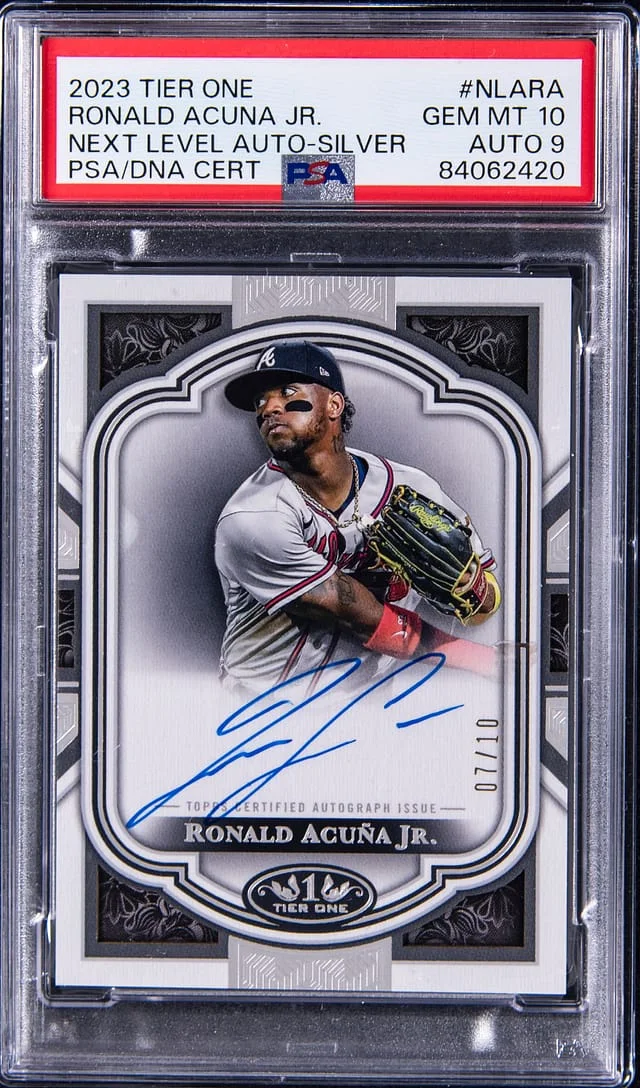 2023 Topps Ronald Acuna Jr. Tier One Next Level Autograph Silver #NLARA card image
