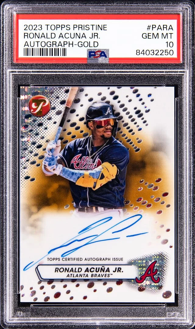 2023 Topps Ronald Acuna Jr. Pristine Autograph Gold #PARA card image