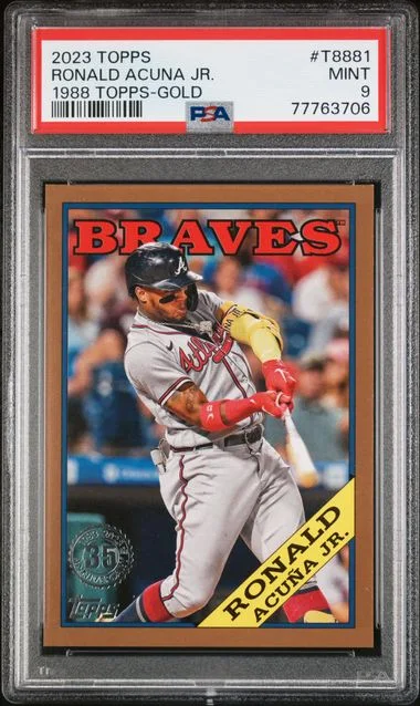 2023 Topps Ronald Acuna Jr. 1988 Topps Baseball Gold #T8881 card image
