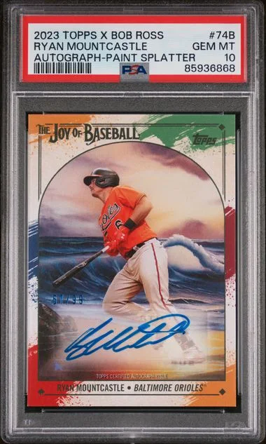 2023 Topps Ryan Mountcastle X Bob Ross The Joy Of Baseball Autograph Paint Splatter #74B card image