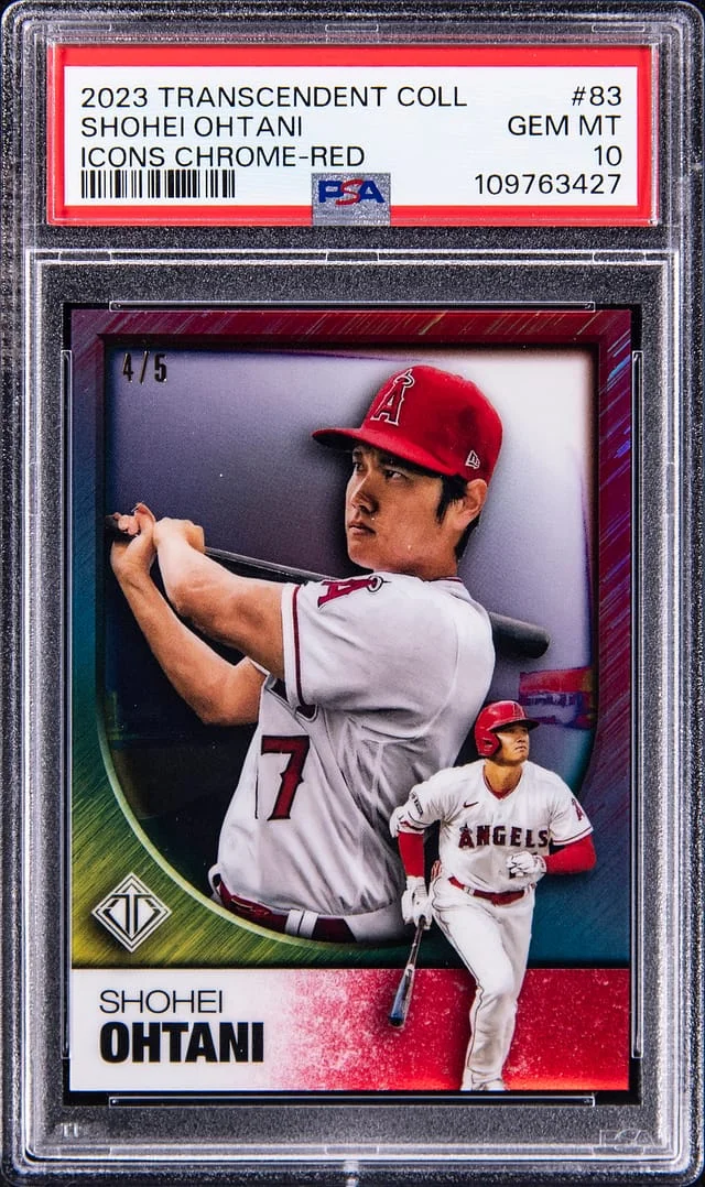 2023 Topps Shohei Ohtani Transcendent Collection Icons Chrome Red #83 card image