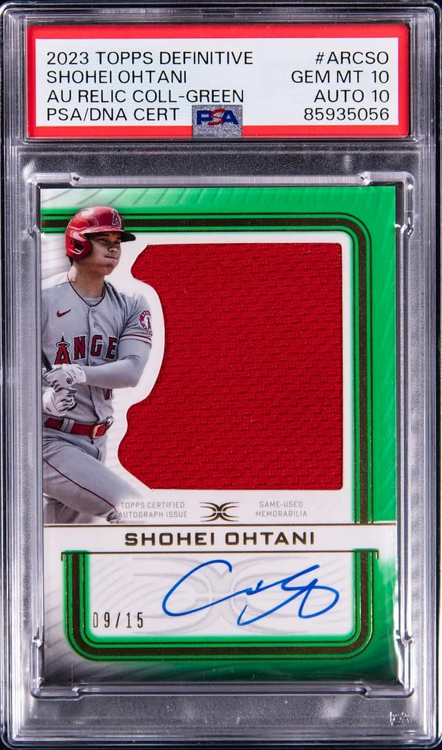 2023 Topps Shohei Ohtani Definitive Autograph Relic Collection Green #ARC-SO card image