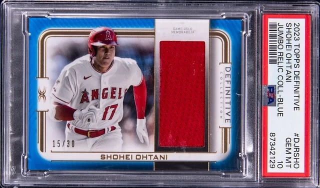 2023 Topps Shohei Ohtani Definitive Jumbo Relic Collection Blue #DJR-SHO card image
