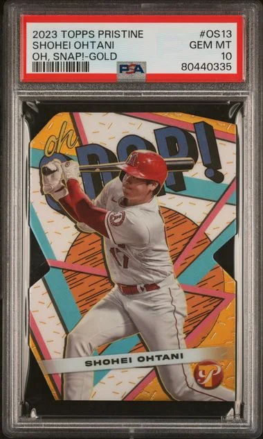 2023 Topps Shohei Ohtani Pristine Oh, Snap! Gold #Os13 card image