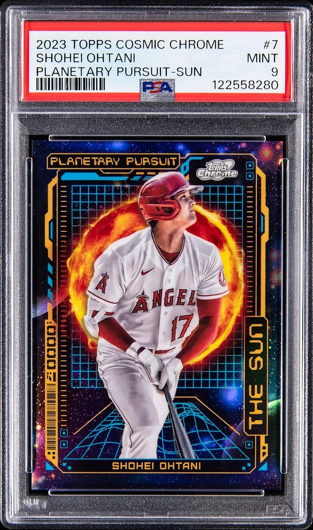 2023 Topps Shohei Ohtani Cosmic Chrome Planetary Pursuit The Sun #PPS-7 card image