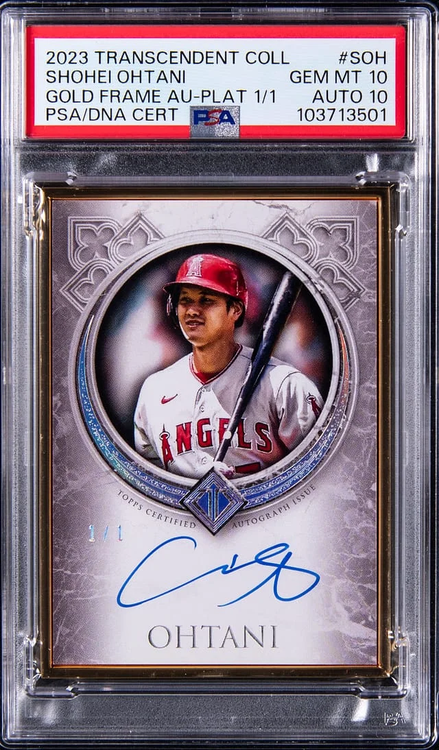 2023 Topps Shohei Ohtani Transcendent Collection Gold Frame Autographs Platinum #TCA-SOH card image