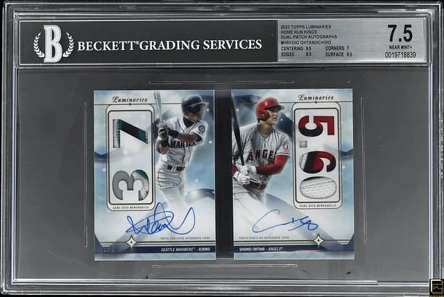 2023 Topps Shohei Ohtani/Ichiro Luminaries Home Runs Kings Dual Patch Autographs #HRKD-IO card image